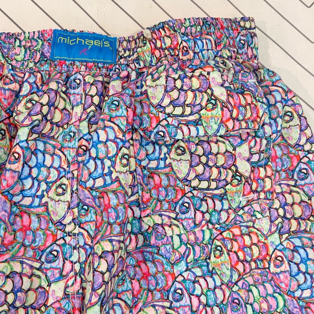 Michael's Multicolor Fish Patterned Swim Trunks - Picture 8 of 11